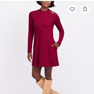 NWT Nine Britton Burgundy Long Sleeve Dress